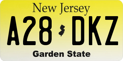 NJ license plate A28DKZ