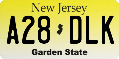 NJ license plate A28DLK