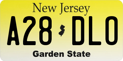 NJ license plate A28DLO