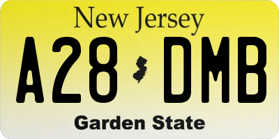 NJ license plate A28DMB