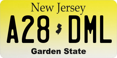 NJ license plate A28DML