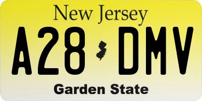NJ license plate A28DMV