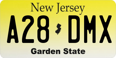 NJ license plate A28DMX
