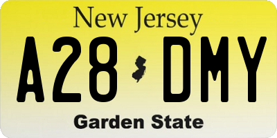 NJ license plate A28DMY