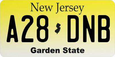NJ license plate A28DNB