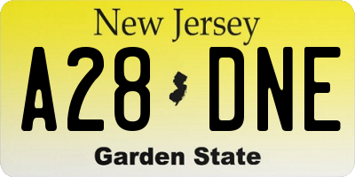 NJ license plate A28DNE