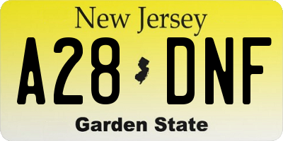 NJ license plate A28DNF