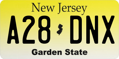 NJ license plate A28DNX