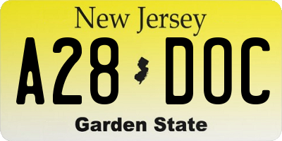 NJ license plate A28DOC