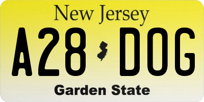 NJ license plate A28DOG