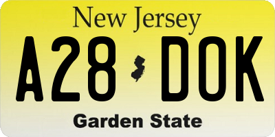 NJ license plate A28DOK
