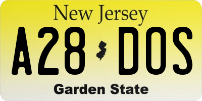NJ license plate A28DOS