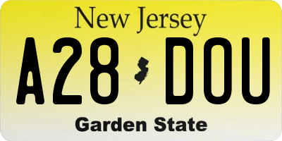 NJ license plate A28DOU