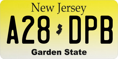 NJ license plate A28DPB