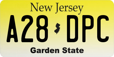 NJ license plate A28DPC
