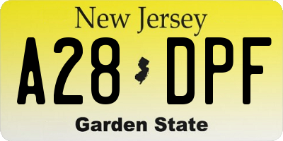 NJ license plate A28DPF