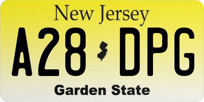 NJ license plate A28DPG