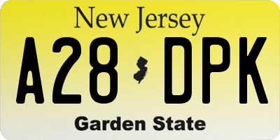 NJ license plate A28DPK