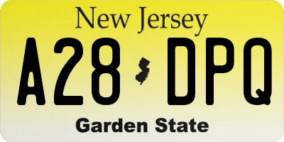 NJ license plate A28DPQ