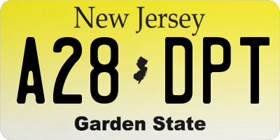 NJ license plate A28DPT