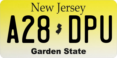 NJ license plate A28DPU