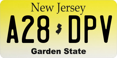 NJ license plate A28DPV