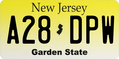 NJ license plate A28DPW