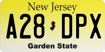 NJ license plate A28DPX