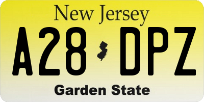 NJ license plate A28DPZ