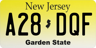 NJ license plate A28DQF