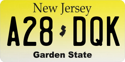NJ license plate A28DQK