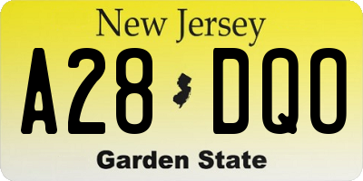 NJ license plate A28DQO