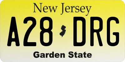 NJ license plate A28DRG
