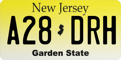 NJ license plate A28DRH