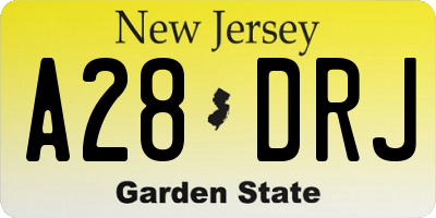 NJ license plate A28DRJ