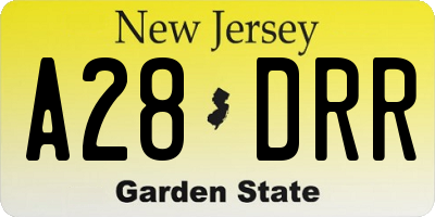 NJ license plate A28DRR