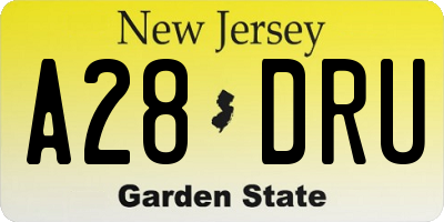 NJ license plate A28DRU