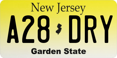 NJ license plate A28DRY