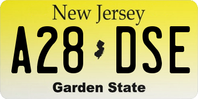 NJ license plate A28DSE