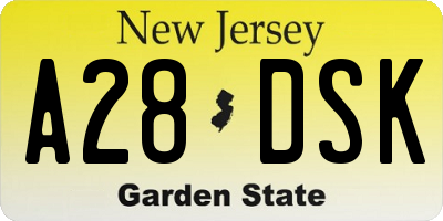 NJ license plate A28DSK