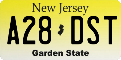 NJ license plate A28DST