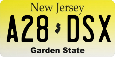 NJ license plate A28DSX