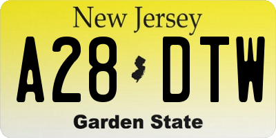 NJ license plate A28DTW