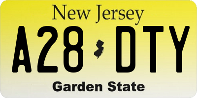 NJ license plate A28DTY