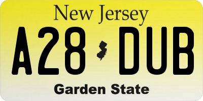 NJ license plate A28DUB