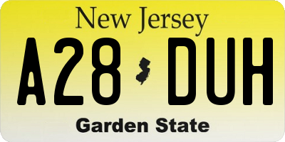 NJ license plate A28DUH
