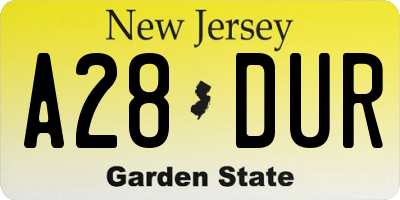 NJ license plate A28DUR