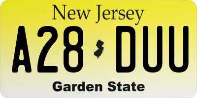 NJ license plate A28DUU