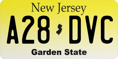 NJ license plate A28DVC