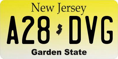 NJ license plate A28DVG